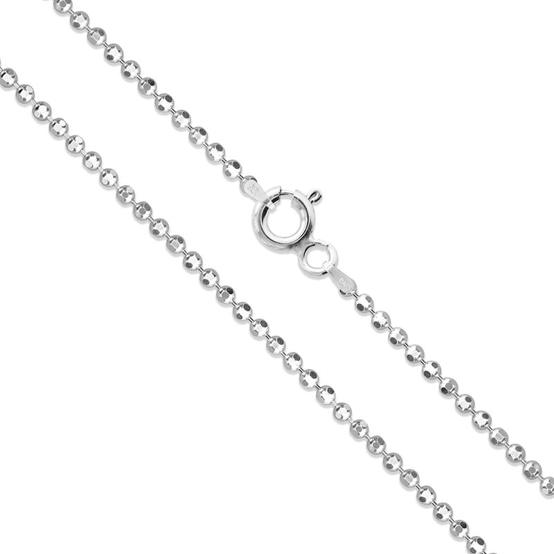Sac Silver Sterling Silver Diamond-Cut Ball Bead Chain 1.5mm 925 Italy Dog Tag Necklace 20" - Image 1